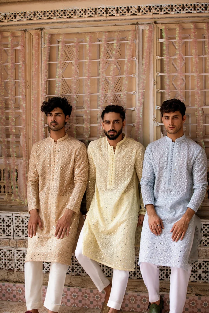 yellow kurta for men of best fashion designer in Pakistan