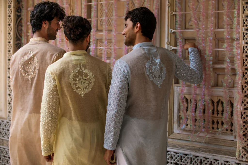 yellow kurta for men of best fashion designer in Pakistan