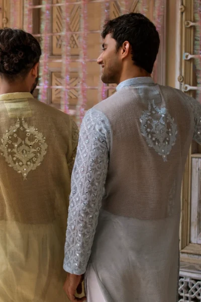 yellow kurta for men of best fashion designer in Pakistan