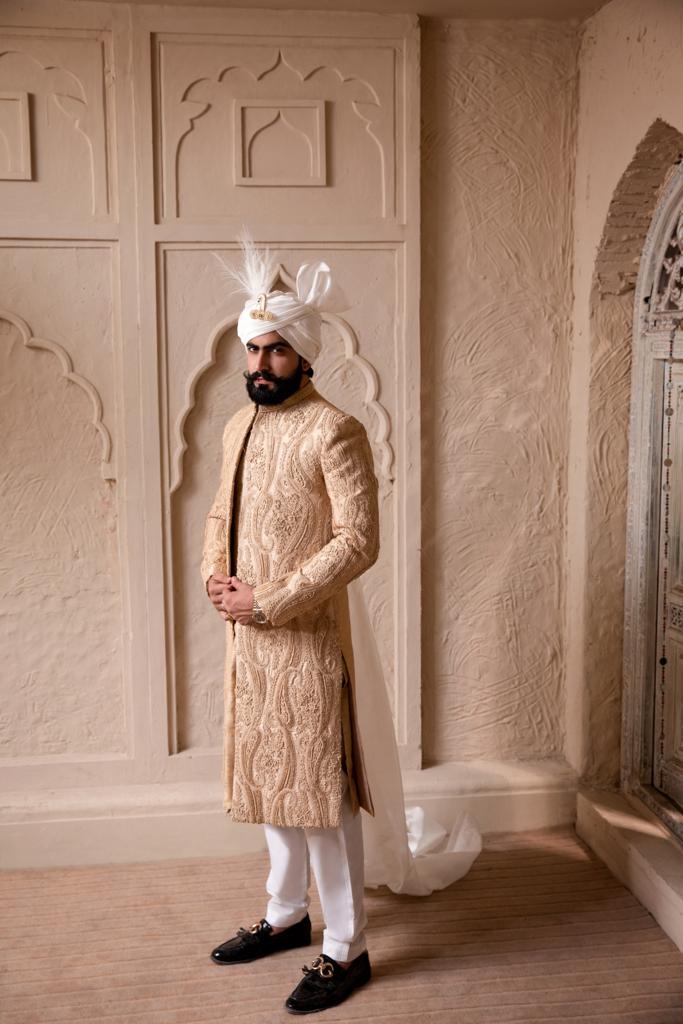 WhatsApp Image 2023-08-26 at 11.18.06 AM Classic Beige Sherwani - Sherwani for groom - sherwani set