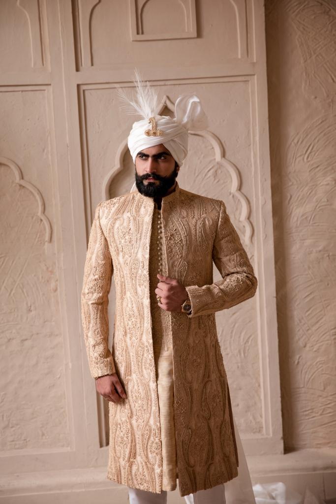 Coral Peach Sherwanii - Sherwani for groom - sherwani set wedding day