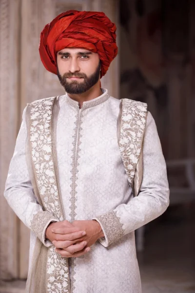 white sherwani - white sherwani for groom buy online in karachi and worldwide