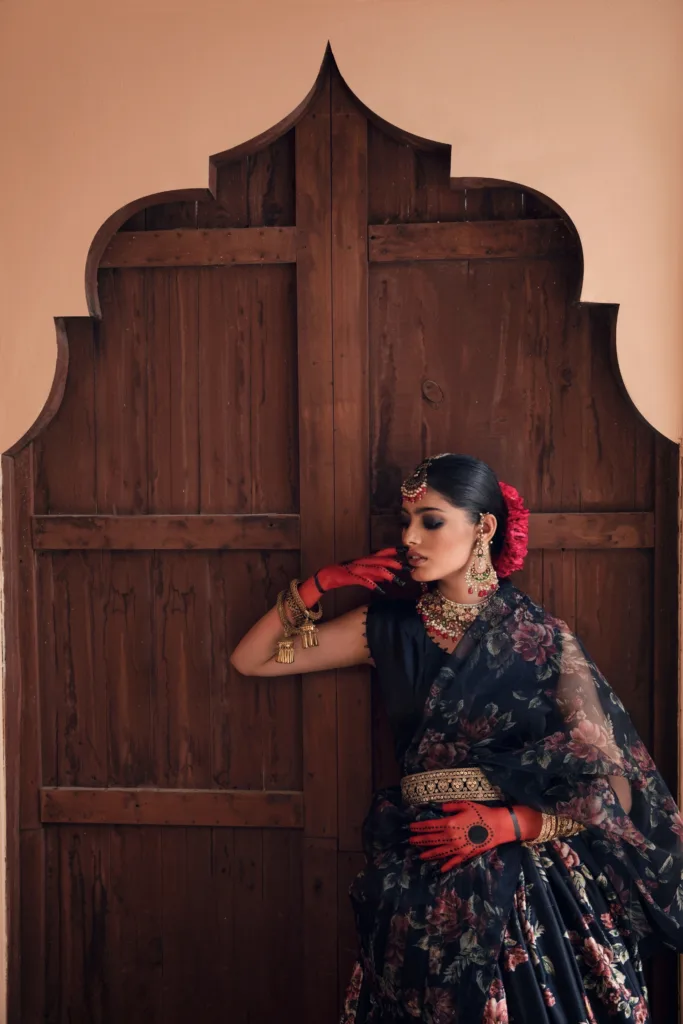 FLORAL BLACK GOWN - Wedding Dresses & Party Dresses Meeshki
