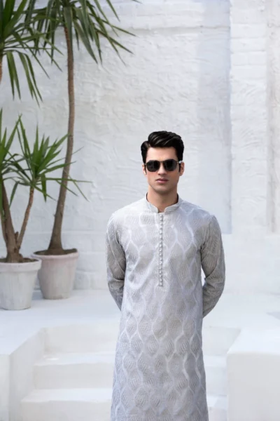 Captivate in Comfort with The Striking Lavender Grey Kurta for men