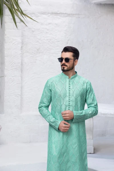 Stunning Mint Green Kurta for men - Eid kurta for men