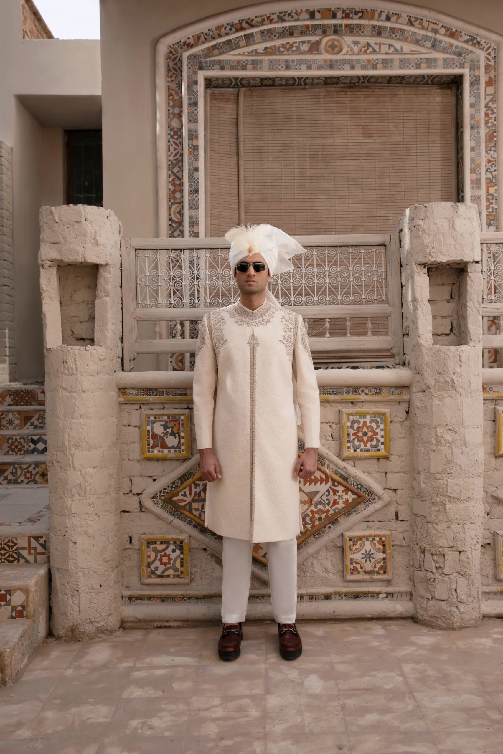 IVORY MAJESTY ROYAL SHERWANI IN EXQUISITE KORA WORK WITH REGAL EMBELLISHMENTS IVORY MAJESTY ROYAL SHERWANI IN EXQUISITE KORA WORK WITH REGAL EMBELLISHMENTS
