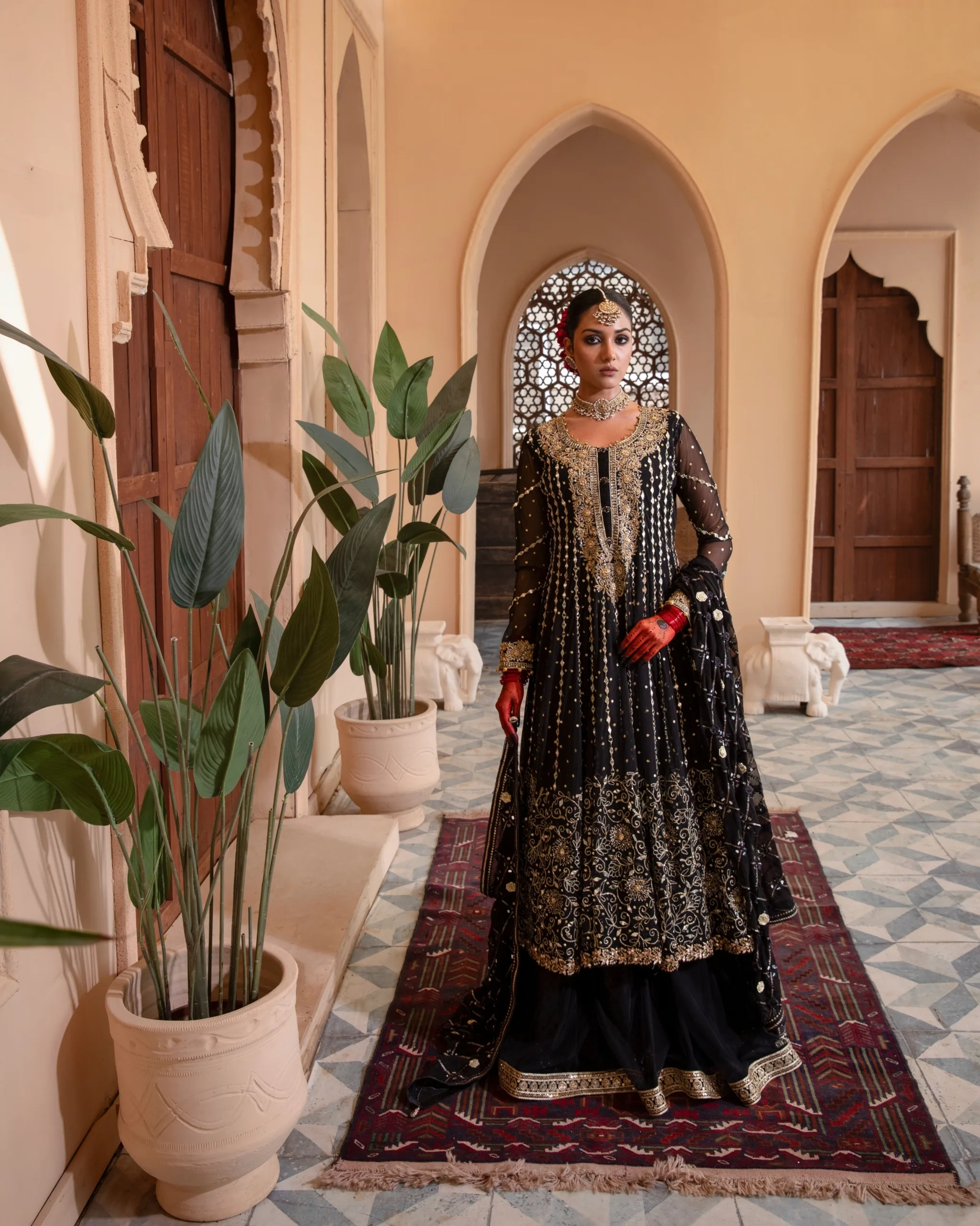 Enchanting Enigmatic layered black couture frock in net and luxurious fabric. Enchanting Enigmatic layered black couture frock in net and luxurious fabric.