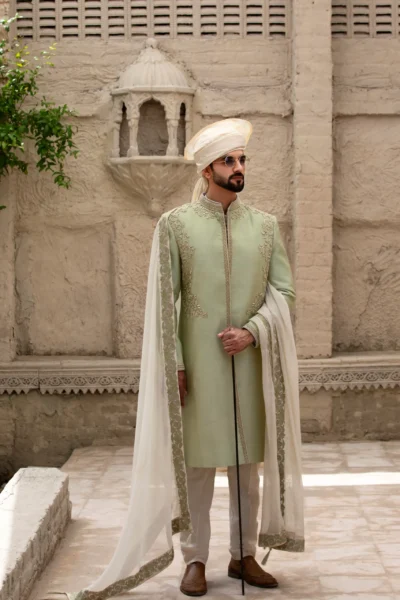 Elegant Sea Green Sherwani for the stylish groom