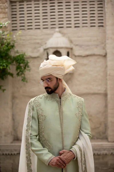 Elegant Sea Green Sherwani for the stylish groom