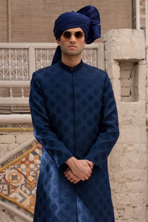 midnight blue sherwani for groom - sherwani for groom