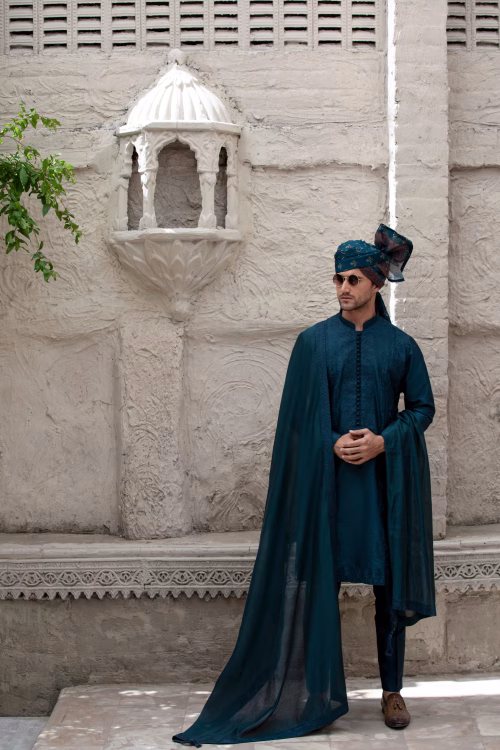 stunning royal blue kurta for men