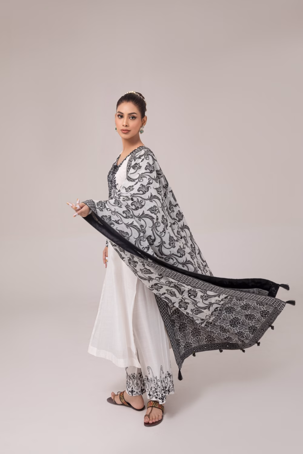 Ladies Suit - White Embroidered Ladies Suit