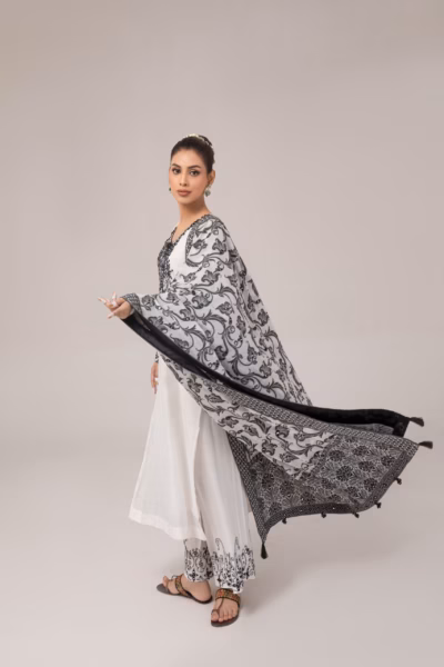 Ladies Suit - White Embroidered Ladies Suit