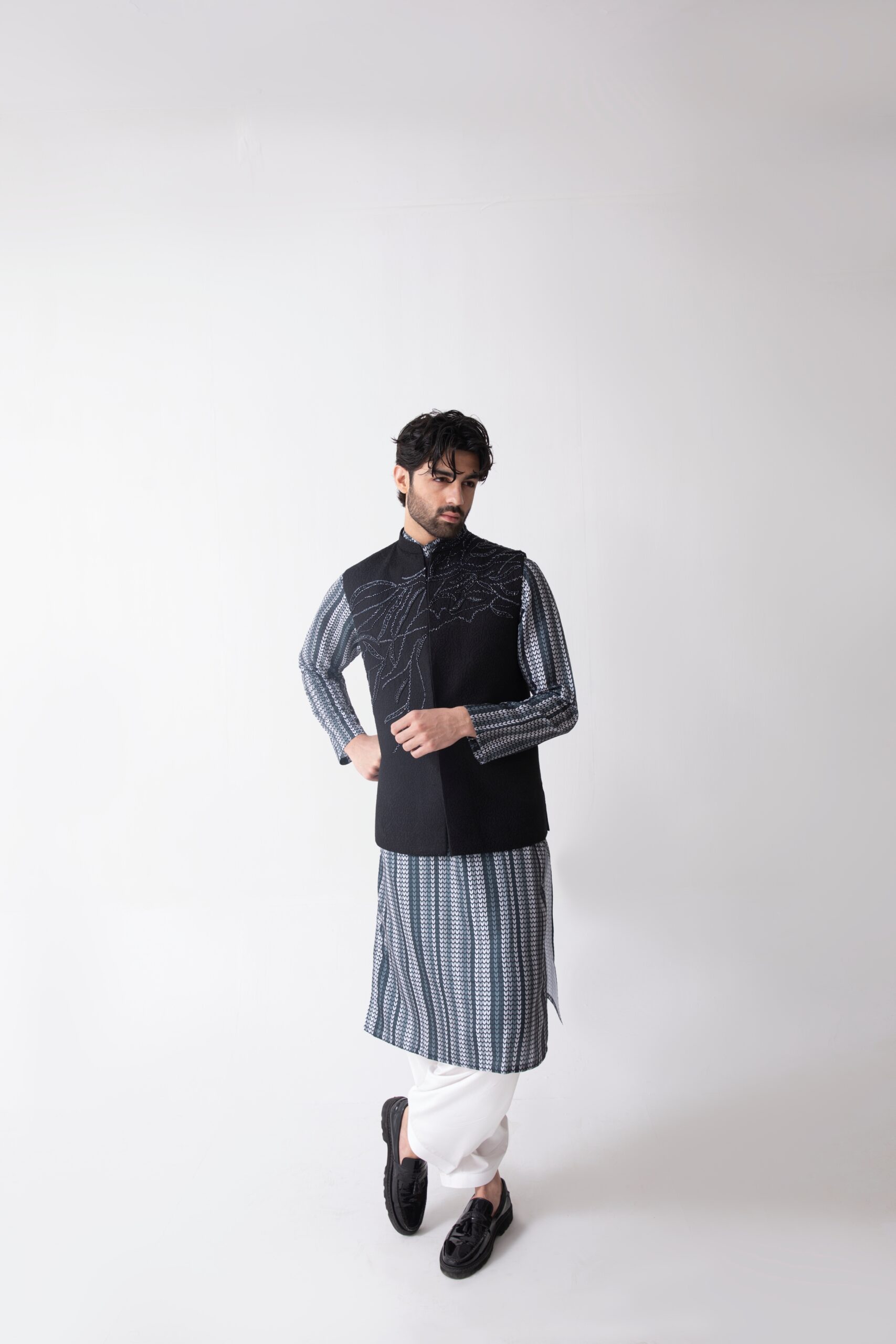 B612_20241112_162934_185 Black Waistcoat Set for men - Naushemian by Nauman Arfeen