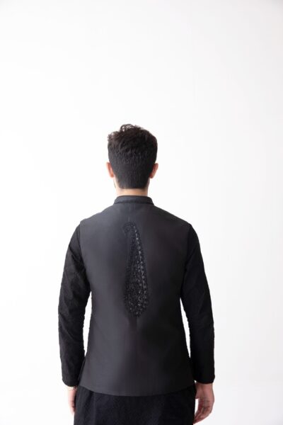 Black Waistcoat Set for men - Naushemian by Nauman Arfeen