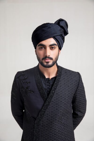 Embroidered Black Prince Coat for men - Buy Prince coat of naushemian by Nauman Arfeen