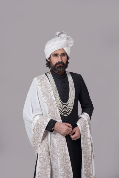 black Sherwani - black sherwani for men - mens black sherwani - black sherwani for groom
