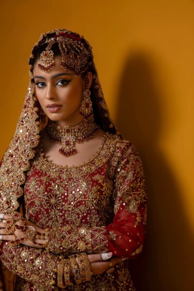 red bridal lehenga by nauman arfeen - jewellery by nauman arfeen
