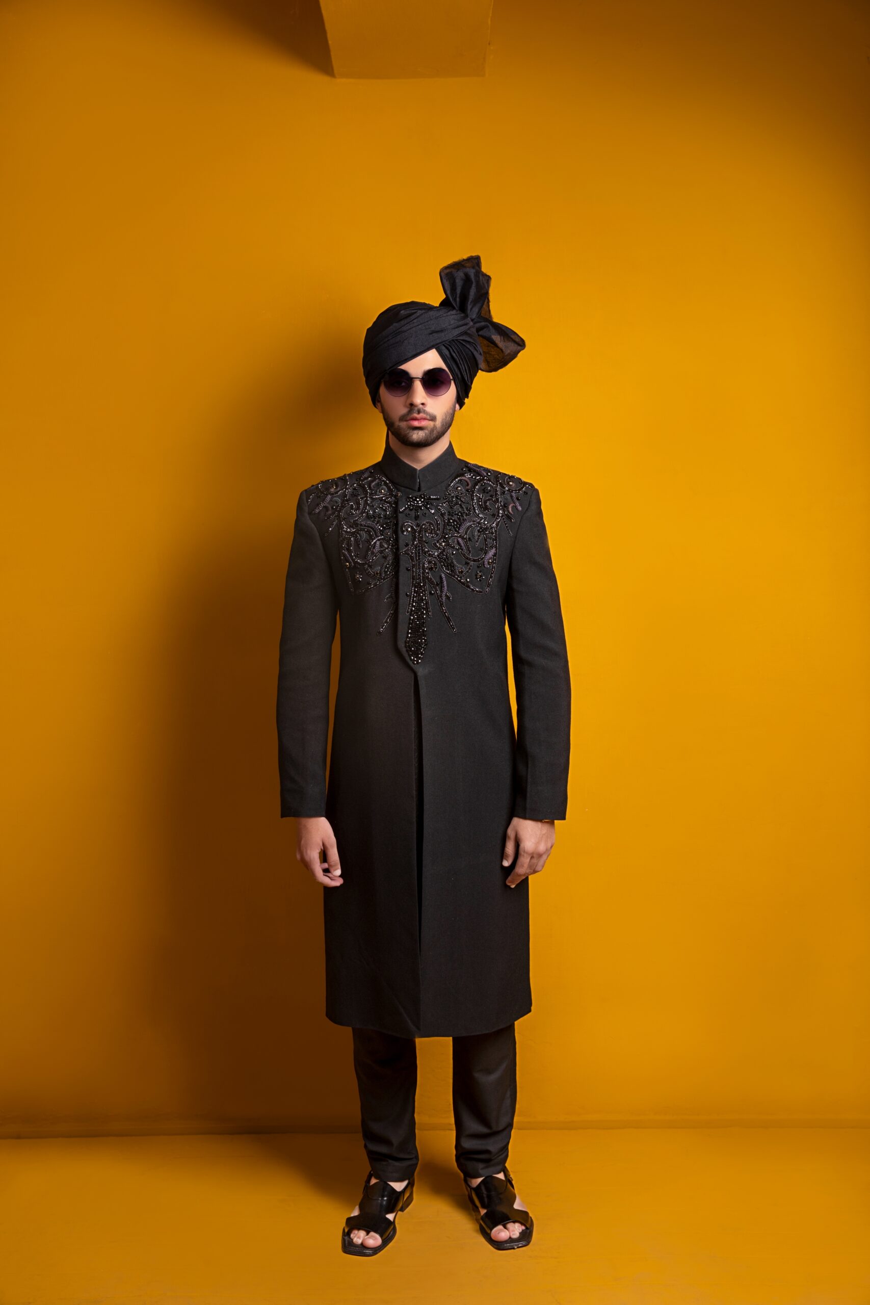 B612_20250125_204904_223 Buy Black Sherwani for Men Online - Black Sherwani