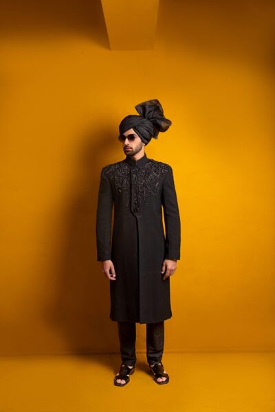 Buy Black Sherwani for Men Online - Black Sherwani