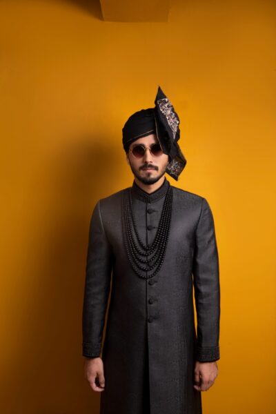 Buy Black Sherwani for groom Online - Black Sherwani