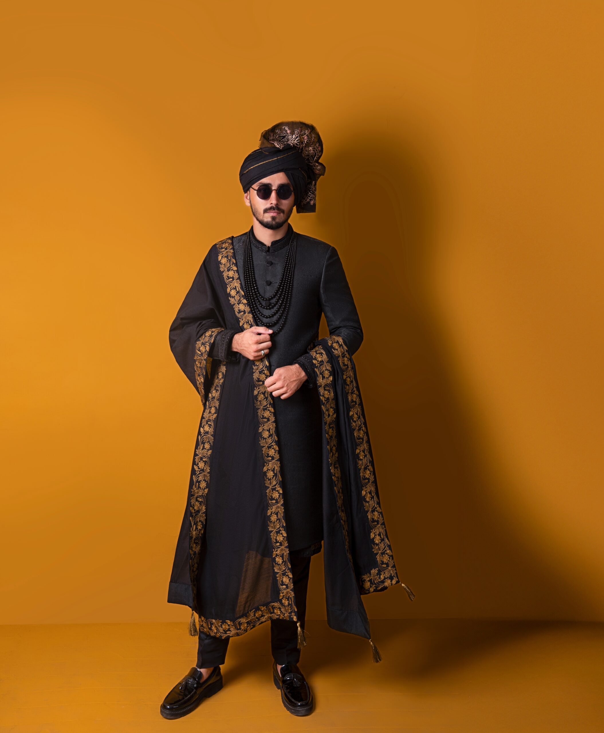 black sherwani, black sherwani for men, mens black sherwani, black sherwani for groom