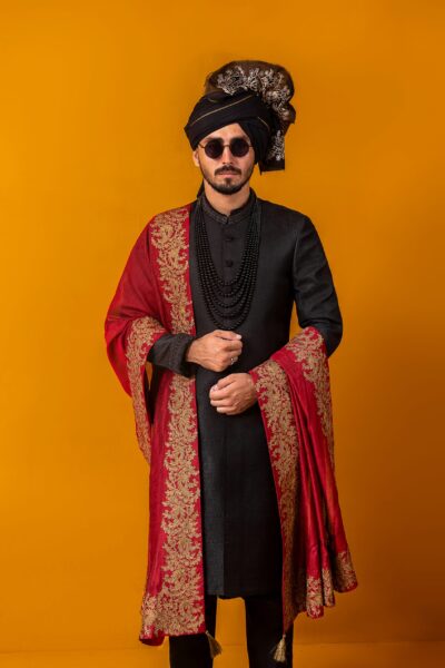 black sherwani for groom - black sherwani