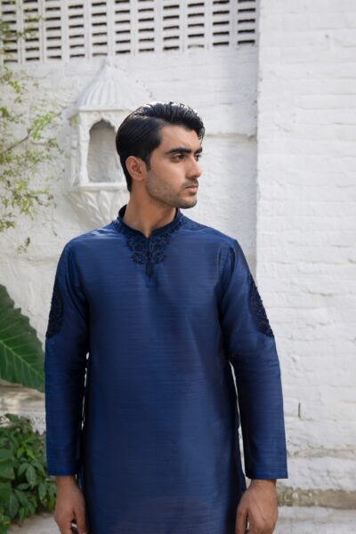 Tranquil Blue Kurta with white pajama