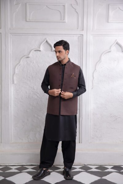 Classic Brown Waistcoat for Men Front View