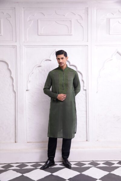 Kurta for men - plain green mens kurta