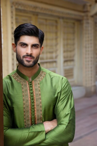 Men's Dark Green Kurta Ceremonial
