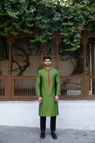 Men's Dark Green Kurta Ceremonial