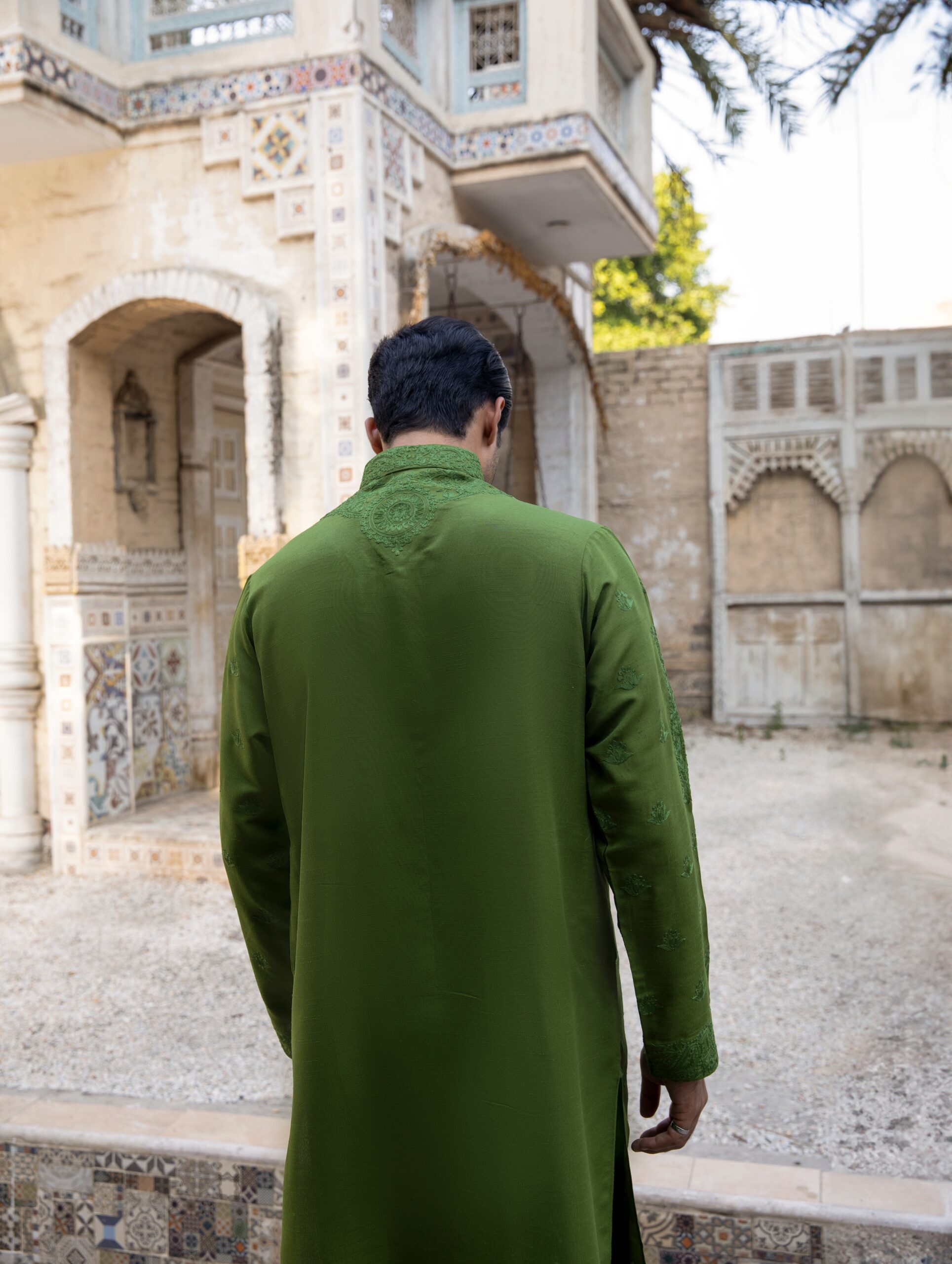 B612_20250320_184818_643 Men's traditional green kurta pajama set with intricate embroidery and comfortable fit, perfect for formal events and weddings