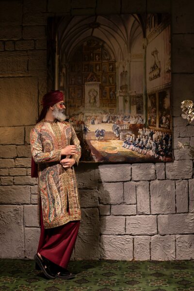 Gold Majestic Mens Kurta by Nauman Arfeen, made from premium synthetic silk