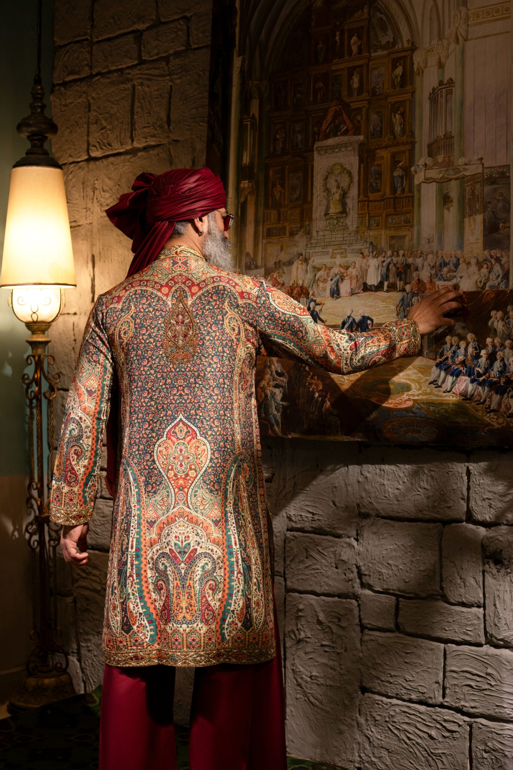 B612_20250408_182704_611 Gold Majestic Mens Kurta by Nauman Arfeen, made from premium synthetic silk