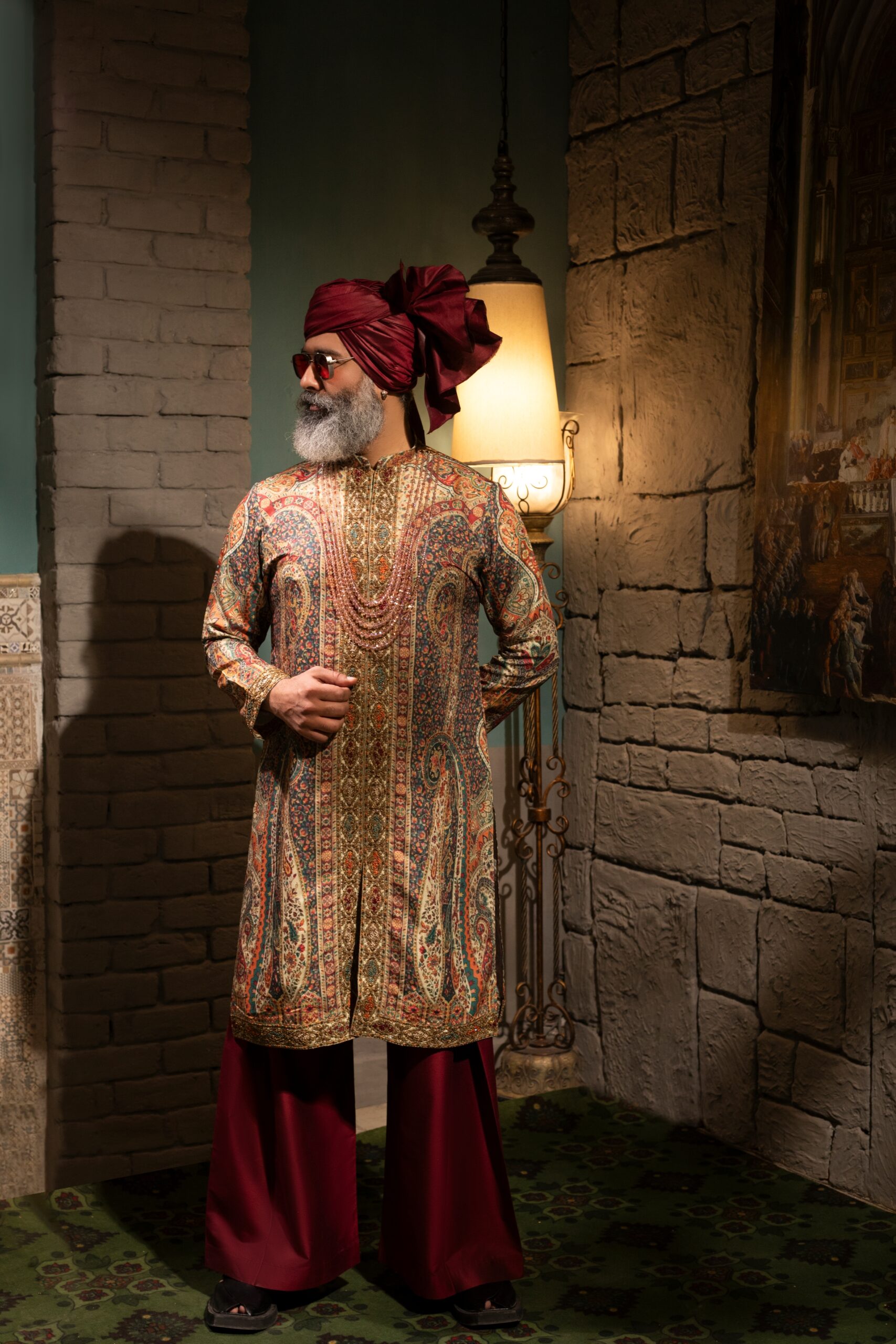B612_20250408_182751_370 Gold Majestic Mens Kurta by Nauman Arfeen, made from premium synthetic silk