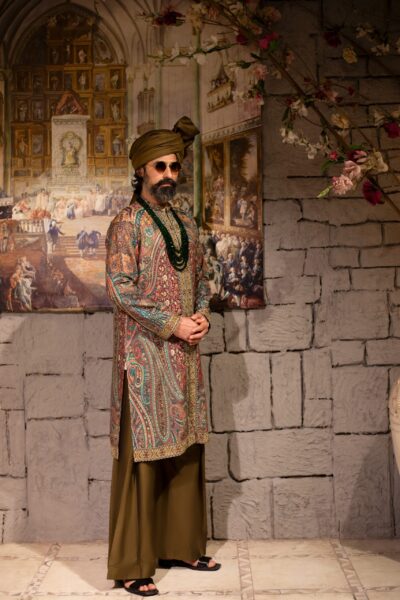 Opulent Men's Kurta in Synthetic Raw Silk
