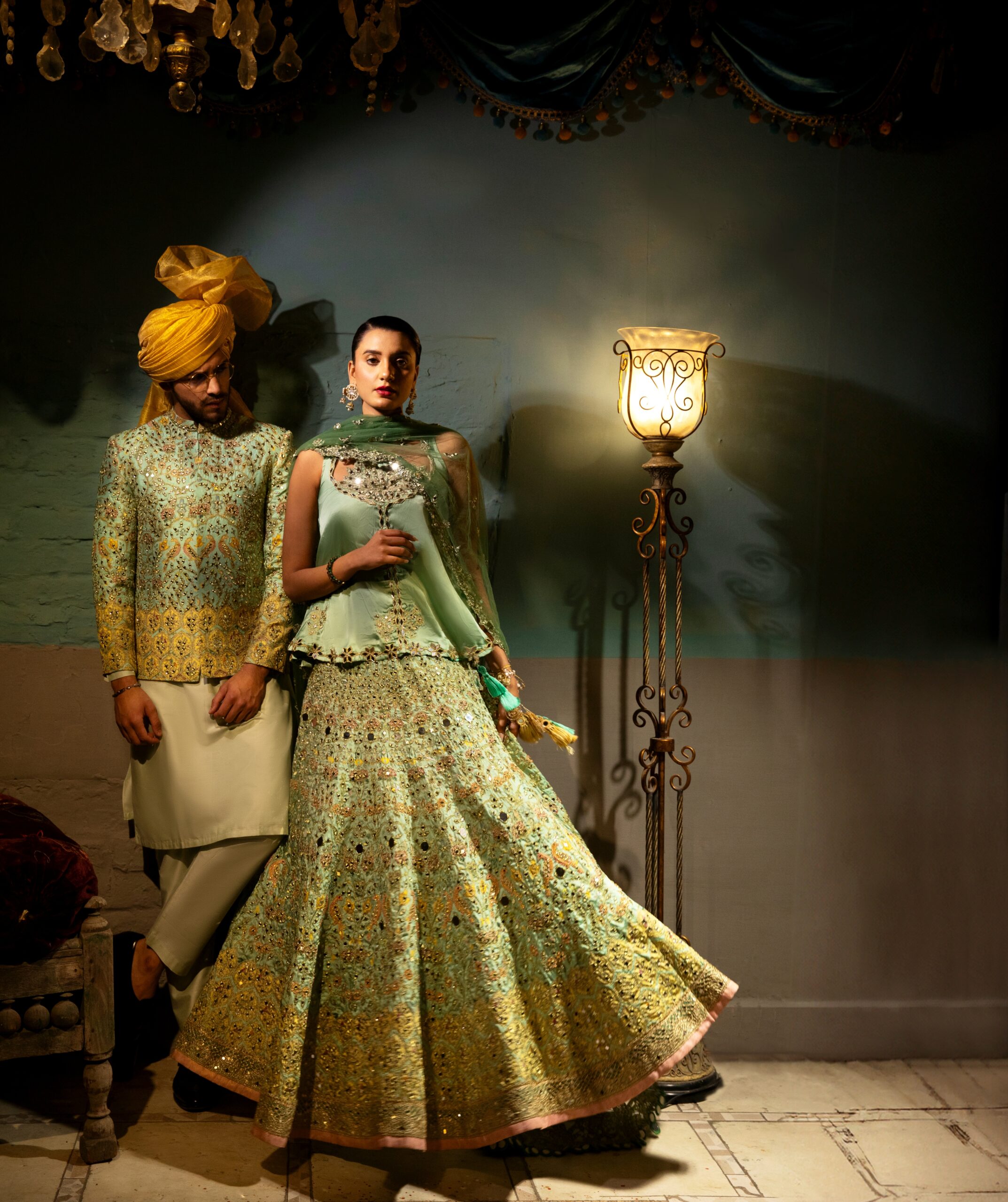 B612_20250418_182107_409 Green Bridal Dress with Intricate Embroidery & Mirror Work