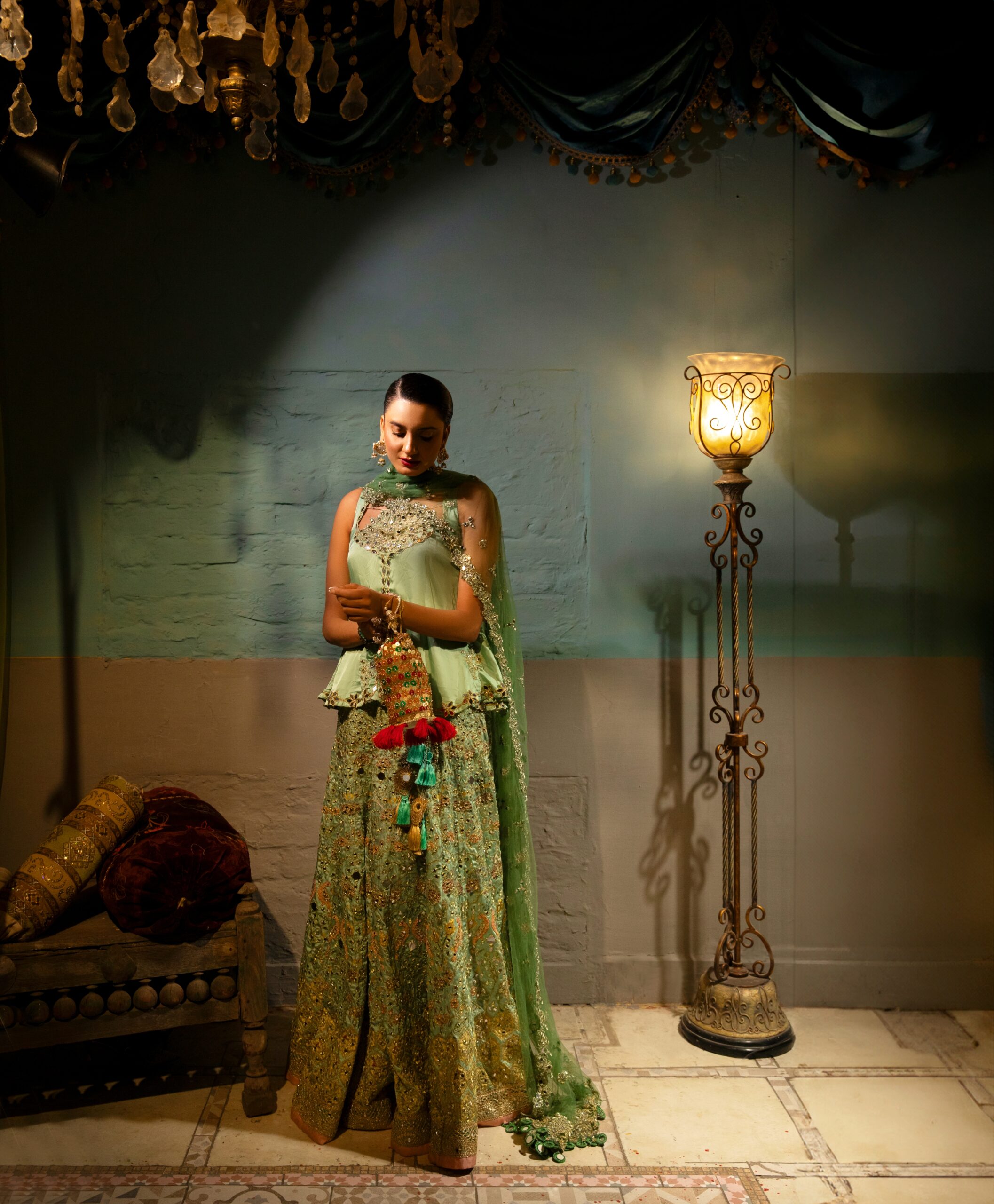 B612_20250418_182543_532 Green Bridal Dress with Intricate Embroidery & Mirror Work