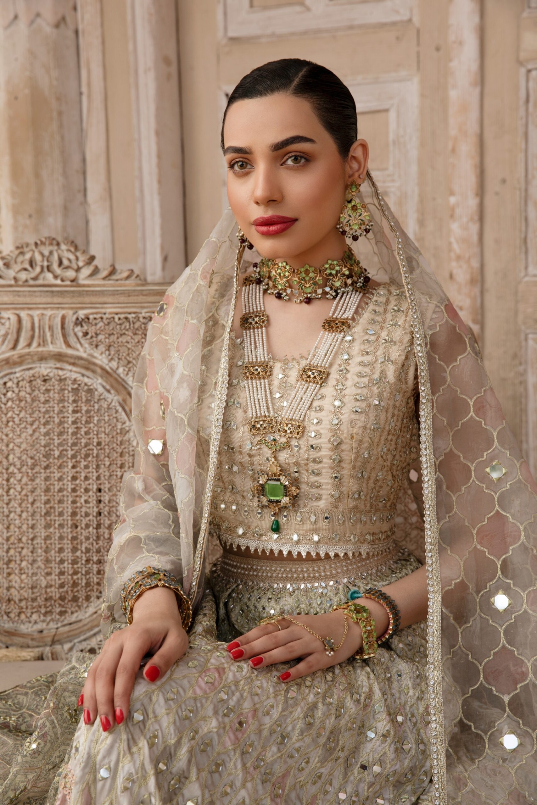 B612_20250512_202825_318 Bridal Lehenga Choli with Heavy Embroidery, Mirror Work, and Fully Embroidered Net Dupatta – A Dreamy Bridal Dress in Rose Gold and Pastel Shades