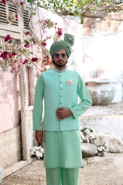 Style Icon Mehendi Waistcoat for men