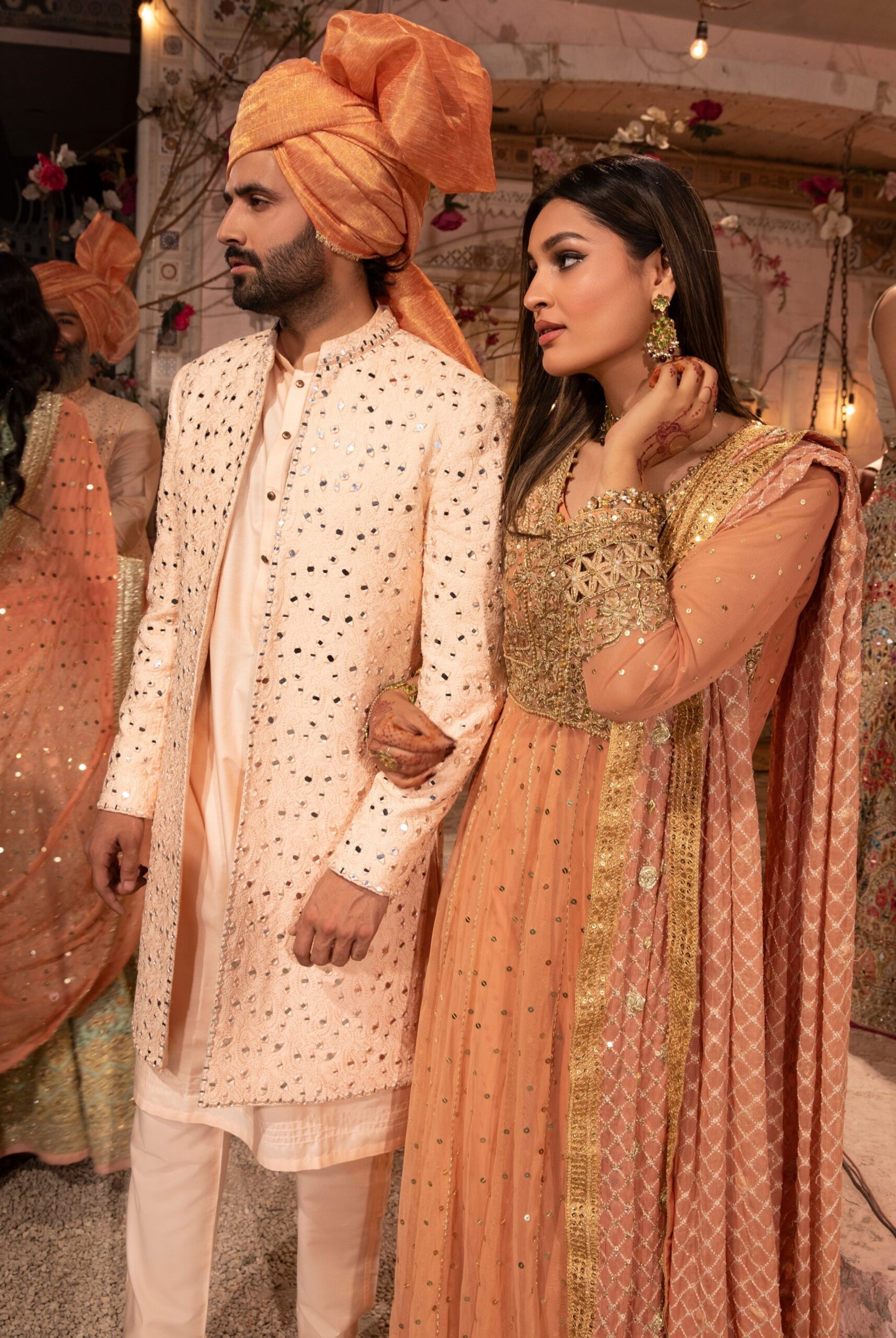 Mirror Embroidered Sherwani - Traditional Pakistani Wedding Dresses- Sherwani for Groom