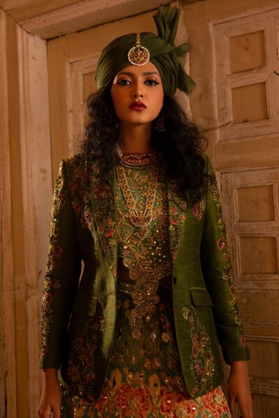 EIRAAN Luxe Prince Coat – Emerald Bridal Statement Wear