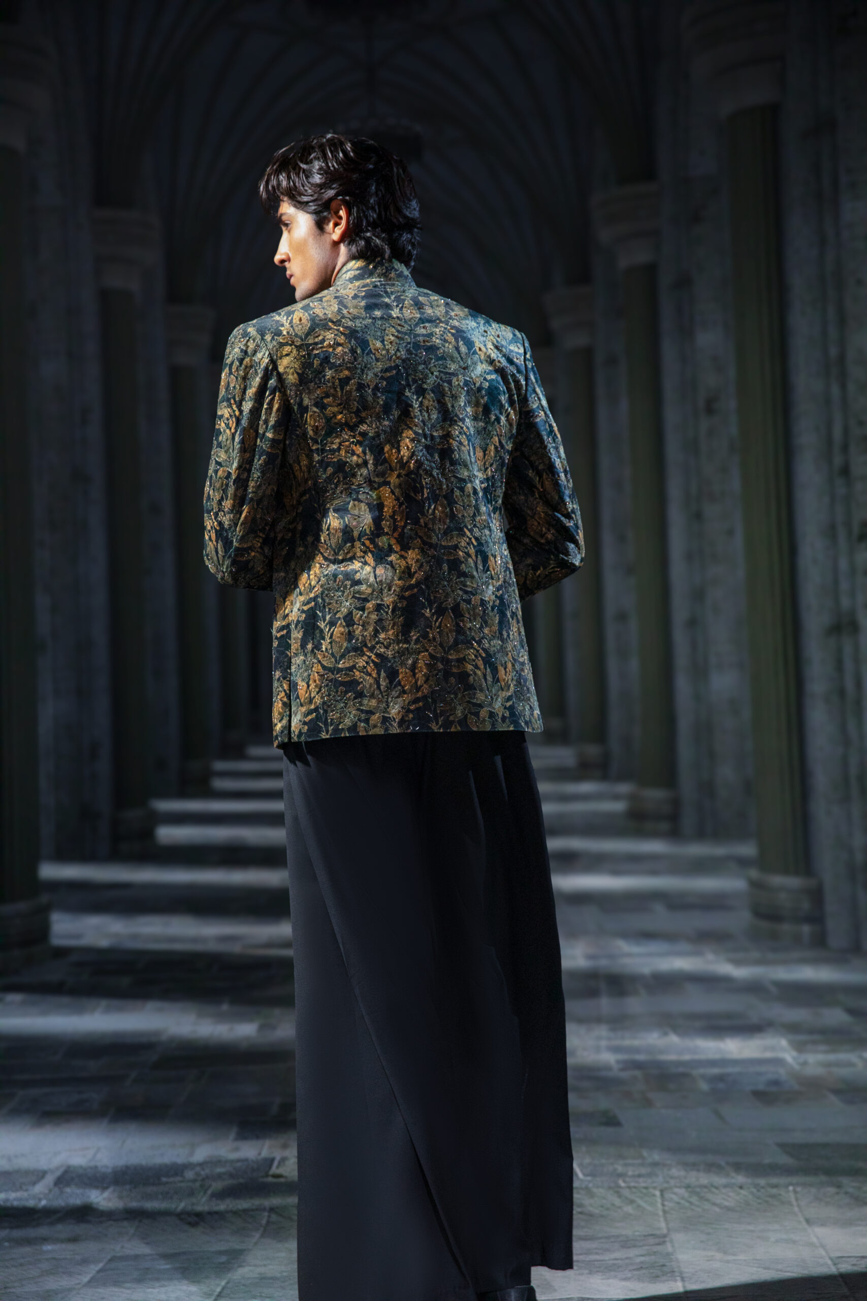 Emerald Regalia Prince Coat, Naushemian ÉTOILE Collection, Nauman Arfeen Designer Wear, Luxury Prince Coat Pakistan, Patterned Gold & Green Couture