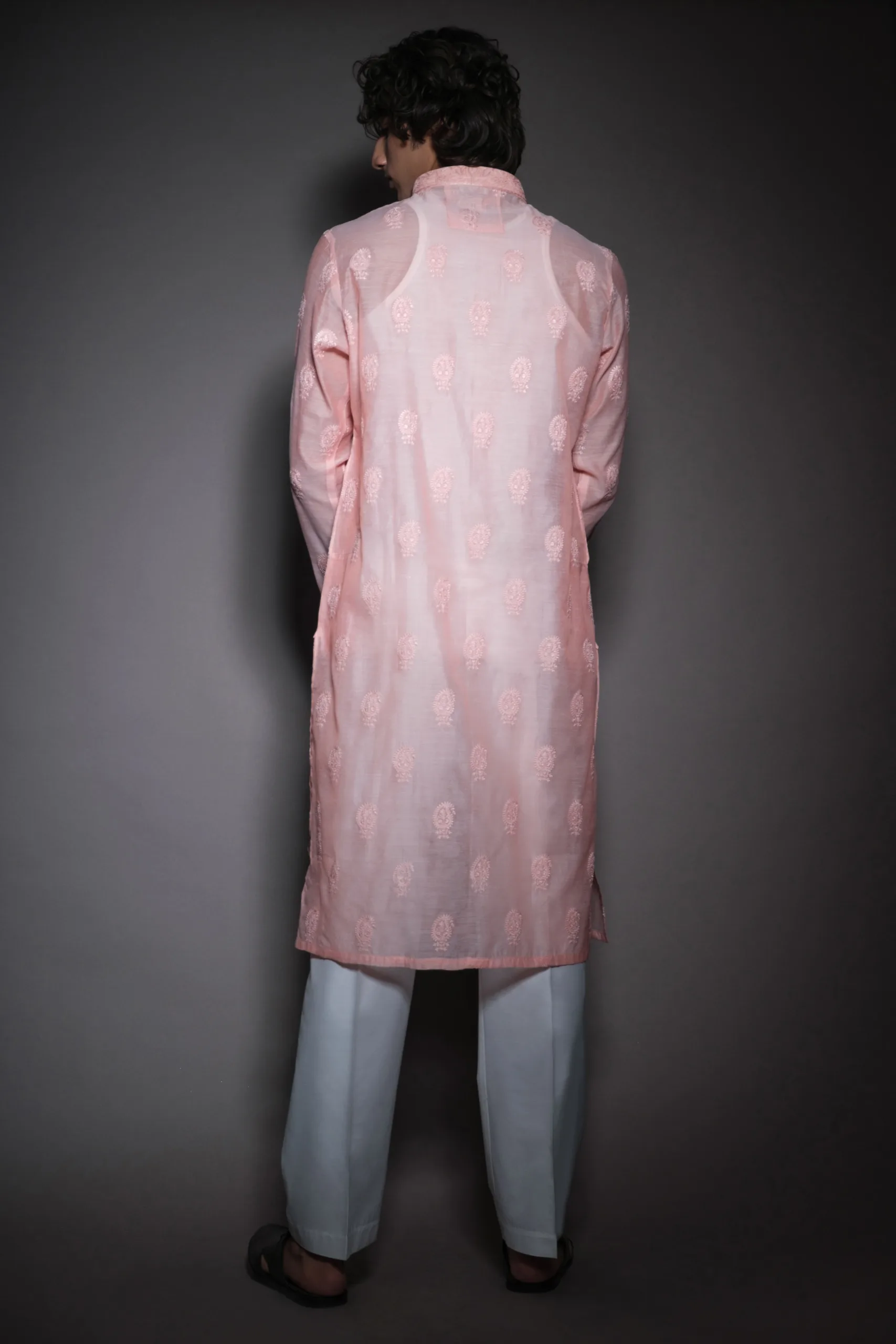 lit soft pink kurta of Naushemian by Nauman Arfeen