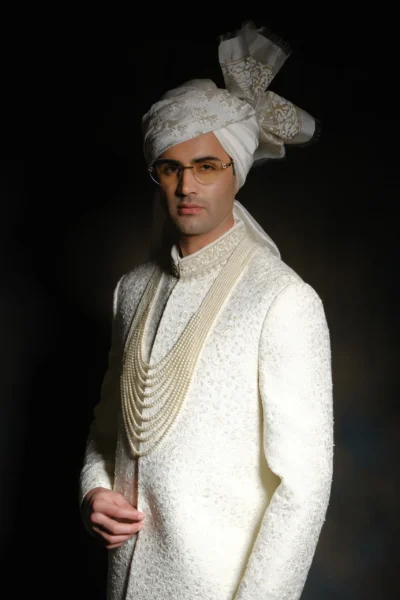 Off-White Classical Embroidered Prince Coat for men designed for the stylish gentleman