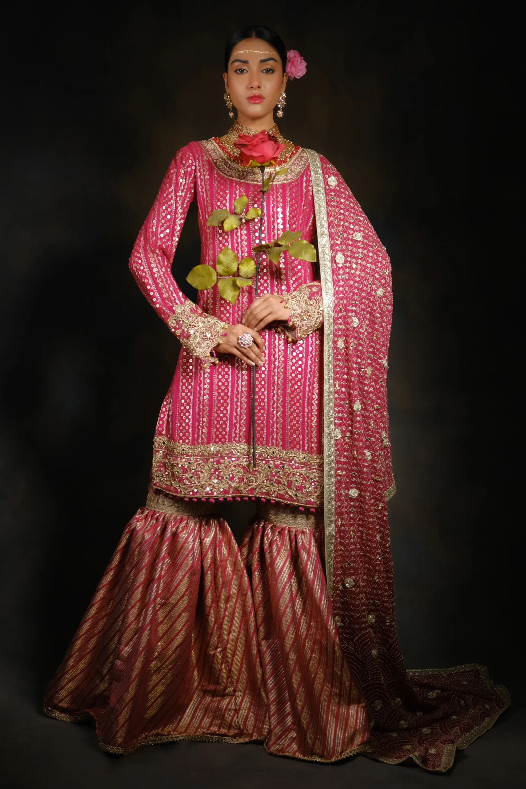 Pink Hand Embroidered Sharara Set Pink Hand Embroidered Sharara Set