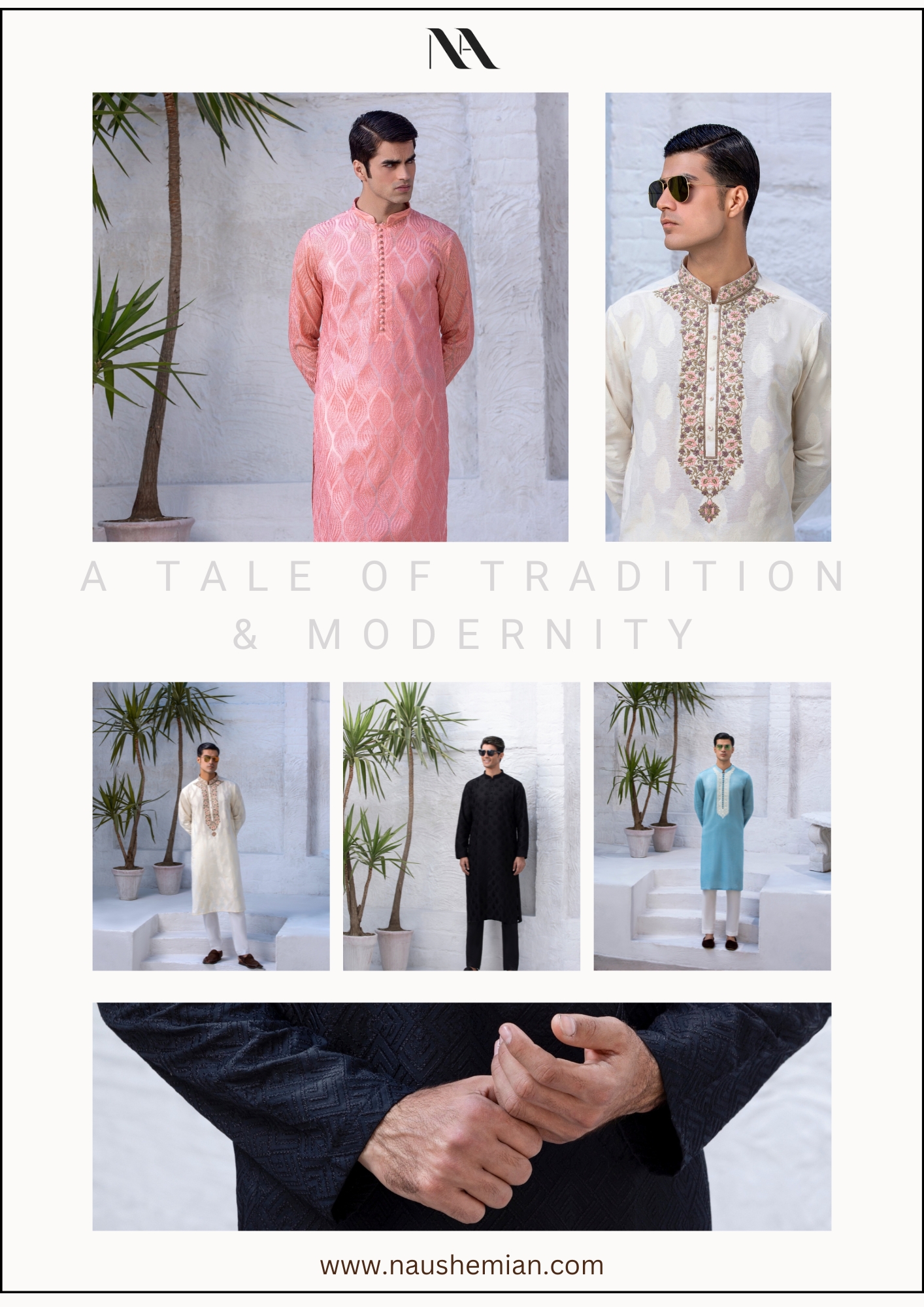 Eid collection 2024 - Eid Dresses for men Eid COllection 2024 - Naushemian by Nauman Arfeen - Mens wear kurta collection - Buy kurta for men