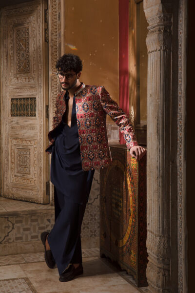 Luxury Multi-Color PRINCE COAT Groom Nauman Arfeen