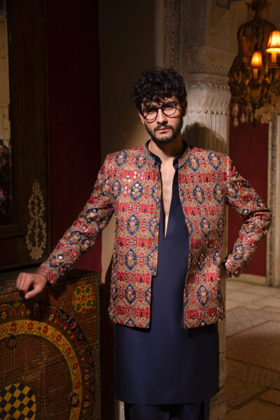 Luxury Multi-Color PRINCE COAT Groom Nauman Arfeen